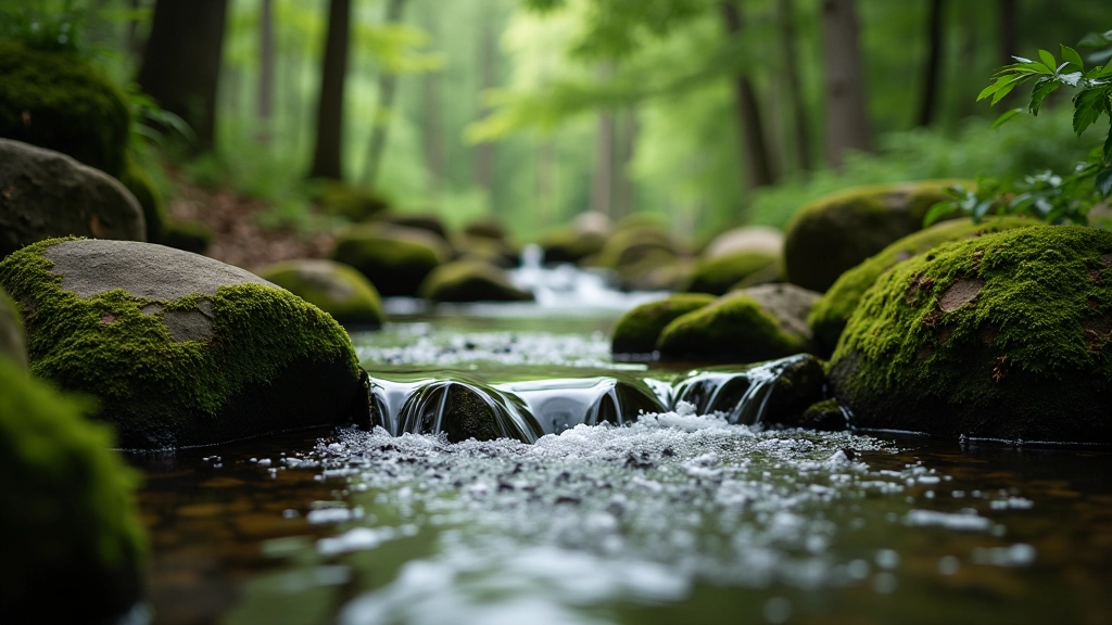 Natural mineral spring water in forest setting